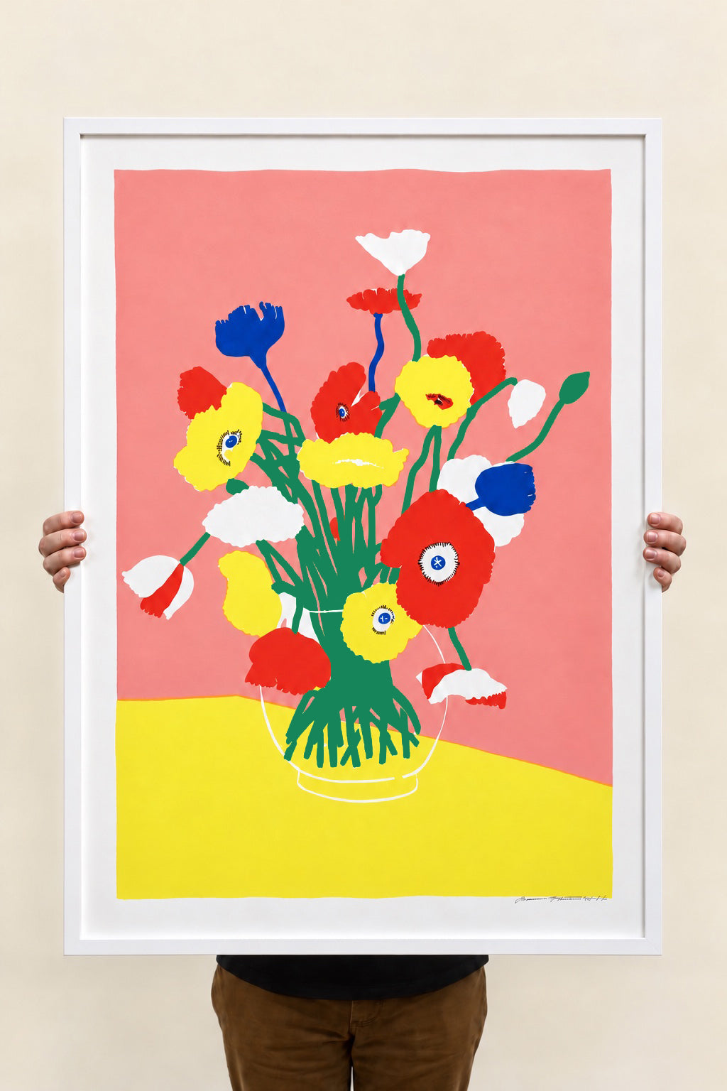 Blóm Stór 1, hand printed screen print, 100 × 70 cm, frame not included