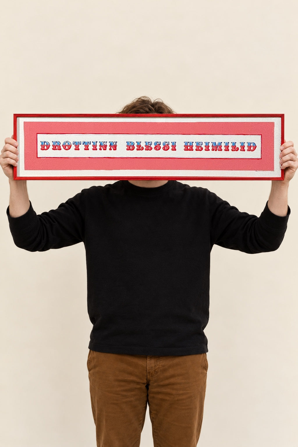 Drottinn, hand printed screen print, 20 × 80 cm, frame not included