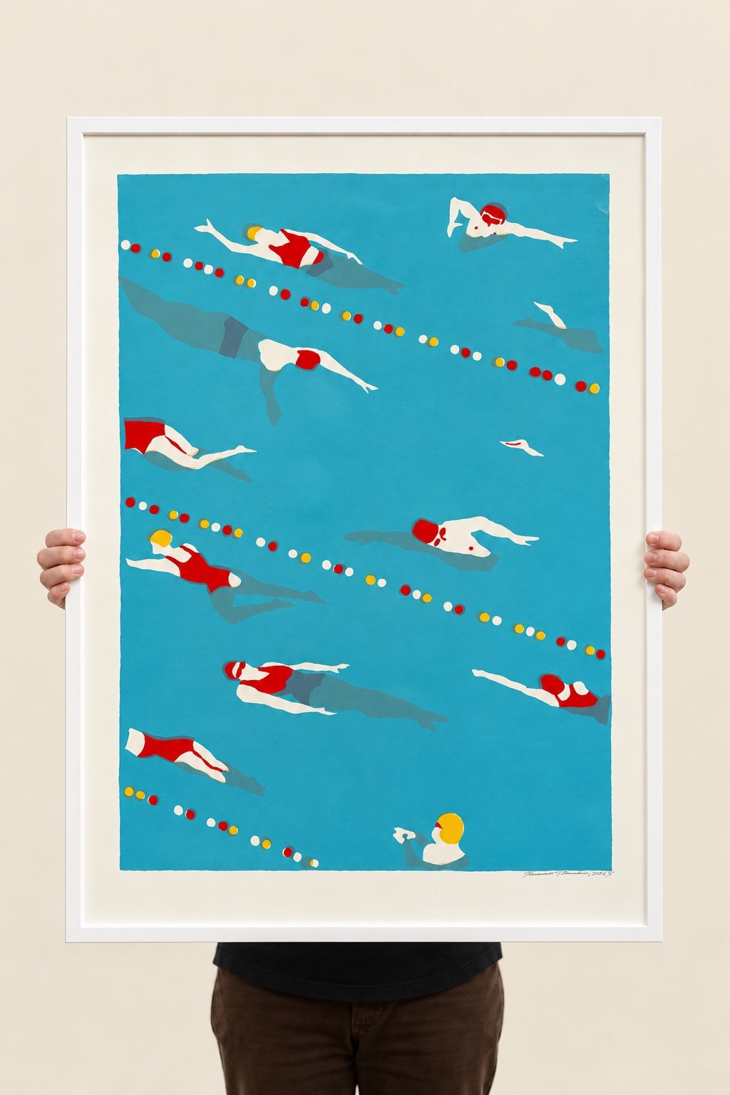 Sundlaug stór, hand printed screen print, 100 × 70 cm, frame not included